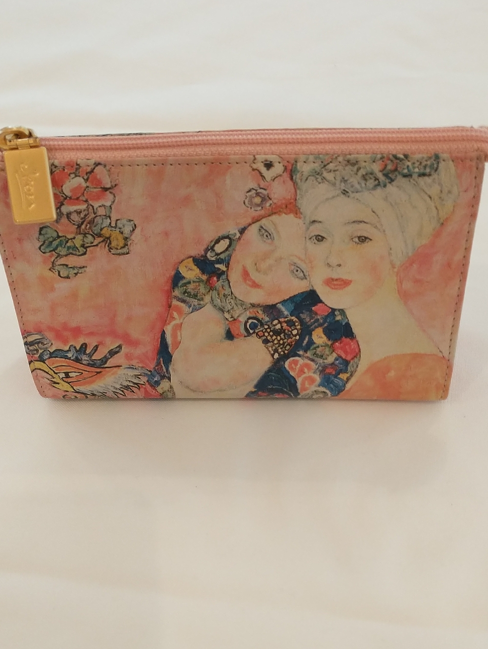 Artistic Pink Floral Portrait Cosmetic Clutch